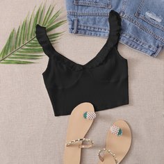 Вязаный кроп топ в рубчик Shein