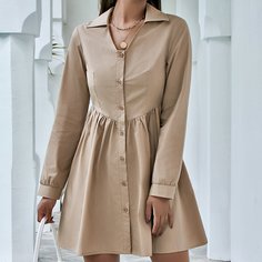 Однотонное платье с пуговицами Shein