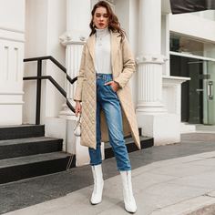 с карманами Одноцветный Повседневный Пальто Shein