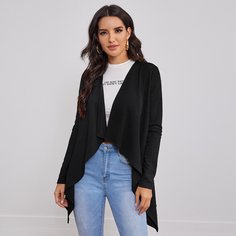 Асимметричный Одноцветный Повседневный Кардиганы Shein
