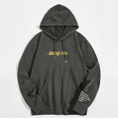 на кулиске буква Повседневный Мужские толстовки Shein