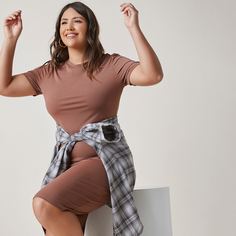 Разрез Одноцветный Повседневный Платья размер плюс Shein