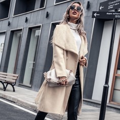 с поясом Одноцветный Повседневный Куртка Shein