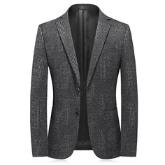 Пуговица Ровный цвет Работа Мужские блейзеры Shein