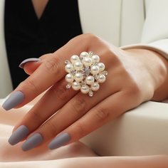 Кольцо со стразами и искусственными жемчугами Shein
