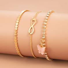 3шт ножной браслет с бабочкой для девочек Shein