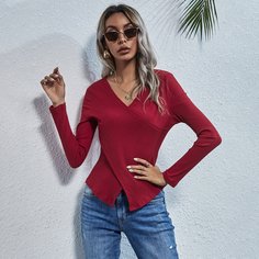 На запах Одноцветный Элегантный Футболки Shein