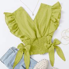 Топ в горошек с оборками Shein