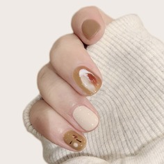 24шт накладные ногти с цветком и 1 лист лента Shein