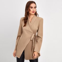 узел Ровный цвет Элегантный Блейзеры Shein