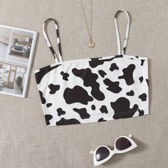 Укороченный топ с рисунком коровы Shein