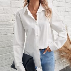 Пуговица Одноцветный Основы Блузы Shein