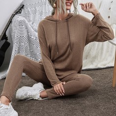 Однотонная толстовка на кулиске и джоггеры Shein