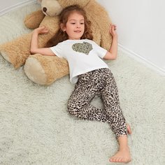Леопардовый принт Повседневный Домашняя одежда для девочек Shein