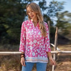 Прозрачный Цветочный Бохо Блузы Shein