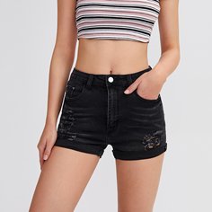 Рваные джинсовые шорты Shein