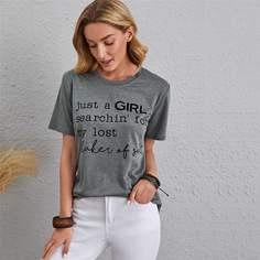 Лозунг Повседневный Футболки Shein