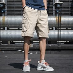 Карман Одноцветный Улица Мужские шорты Shein