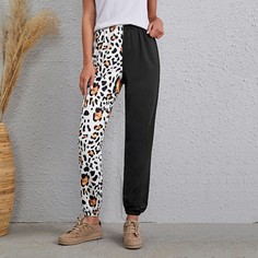 Двухцветные спортивные брюки с эластичной талией Shein