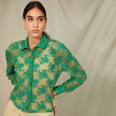 с вышивкой Цветочный Элегантный Блузы Shein