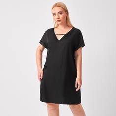 Платье размера плюс с v-образным воротником Shein