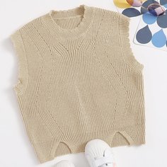 Трикотажный жилет с разрезом для девочек Shein