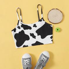 Топ на подтяжках Girl с рисунком коровы Shein