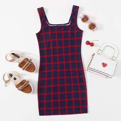 Клетка Повседневный Платья для девочек Shein