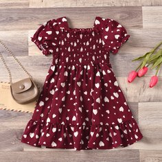 Платье с принтом сердечка для девочек Shein