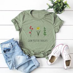 Цветочный Повседневный Футболки Shein
