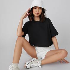 Однотонная короткая футболка Shein