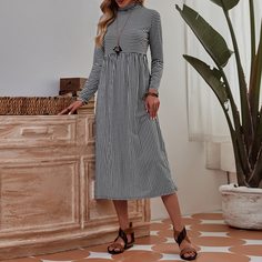 Полосатый Повседневный Платье Shein