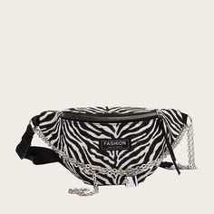 Поясная сумка с цепочкой и узором зебры Shein