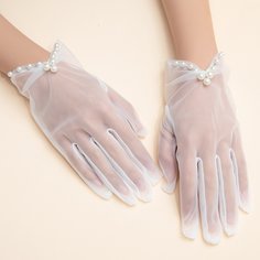 Сетчатые перчатки с искусственным жемчугом Shein