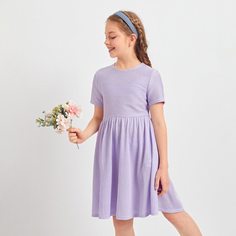 на молнии Полосатый Повседневный Платья для девочек Shein