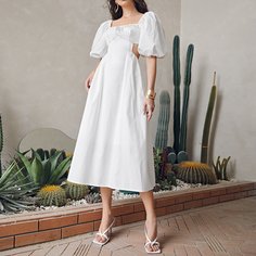 на молнии Одноцветный Бохо Платье Shein