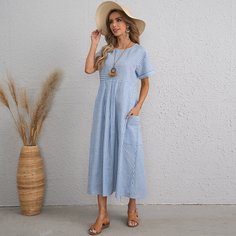 Платье в полоску с карманом Shein