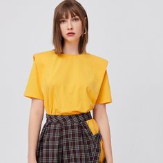 Одноцветный Повседневный Футболки Shein