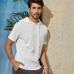 Мужская футболка с капюшоном на кулиске Shein