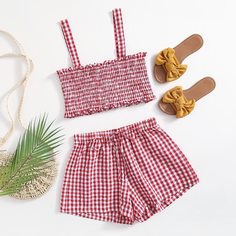 Шорты и короткий топ в клетку Shein