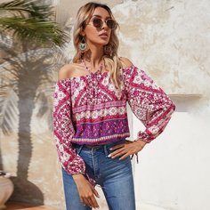 узел Цветочный Бохо Блузы Shein