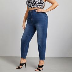 Джинсы размера плюс с высокой талией Shein