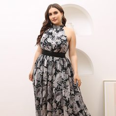 Шифоновое платье размера плюс с цветочным принтом Shein