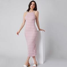 трикотажный Полосатый Повседневный Платье Shein