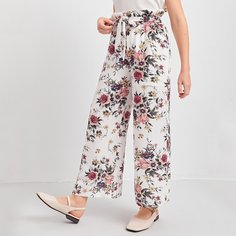 Пояс Цветочный Повседневный Брюки для девочек Shein
