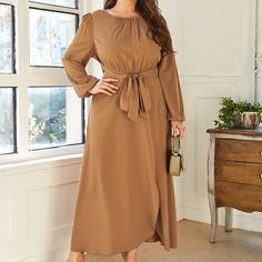 На запах Одноцветный Повседневный Платья размер плюс Shein