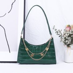 Сумка на плечо с крокодиловым узором и цепочкой Shein