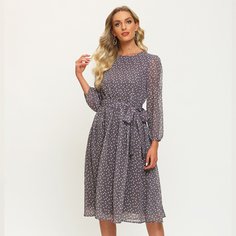 Платье в горошек с поясом Shein