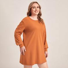 Жемчужина Одноцветный Повседневный Платья размер плюс Shein