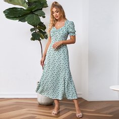на молнии цветочный Бохо Платье Shein